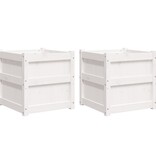 VidaXL Plantenbakken 2 st cm massief grenenhout wit