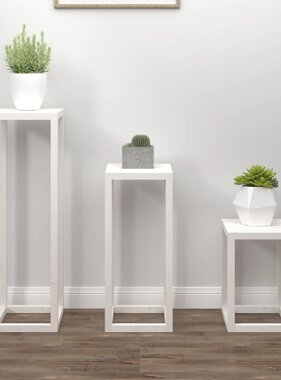 VidaXL 3-delige Plantenstandaardset massief grenenhout wit