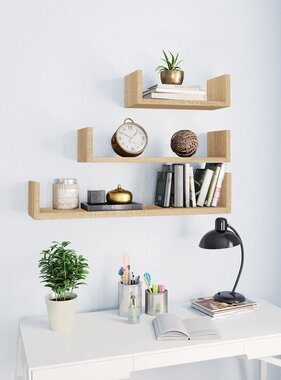 VidaXL Wandschappen 3 st bewerkt hout sonoma eikenkleurig