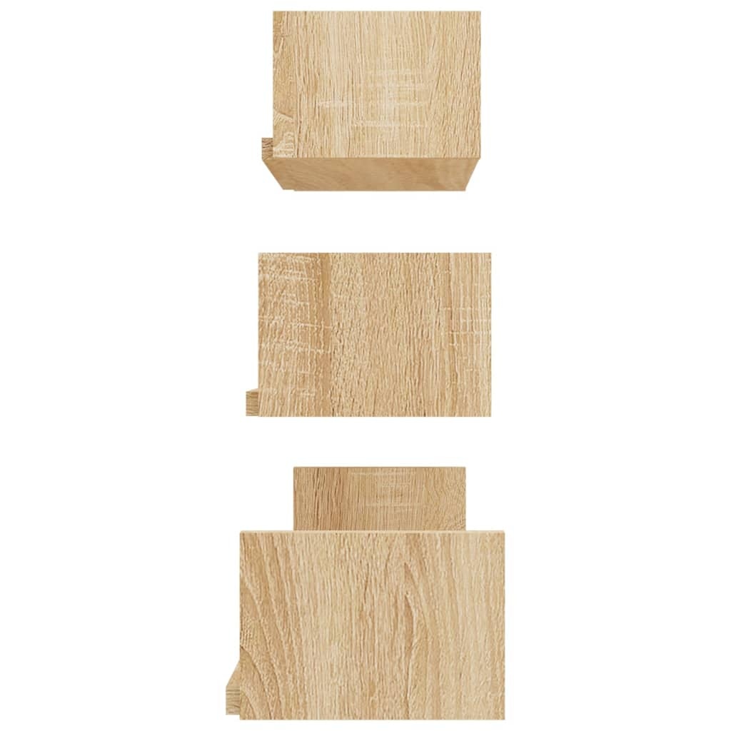 VidaXL Wandschappen 3 st bewerkt hout sonoma eikenkleurig