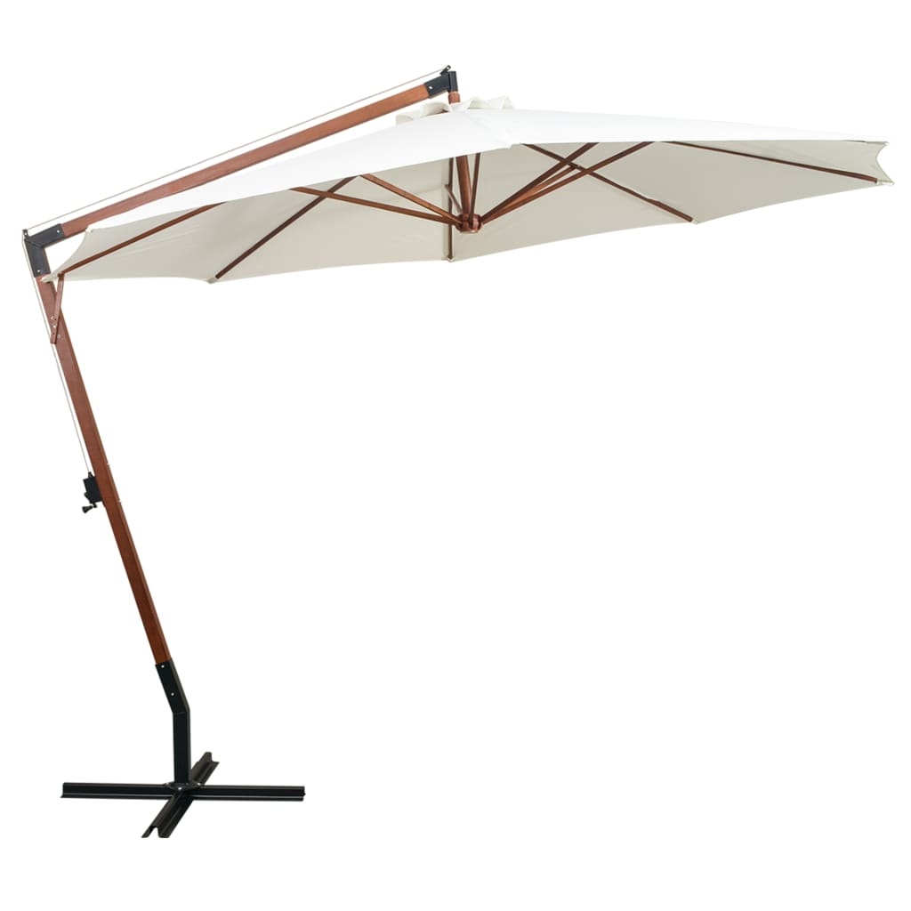 vidaXL Zweefparasol met houten paal 350 cm wit