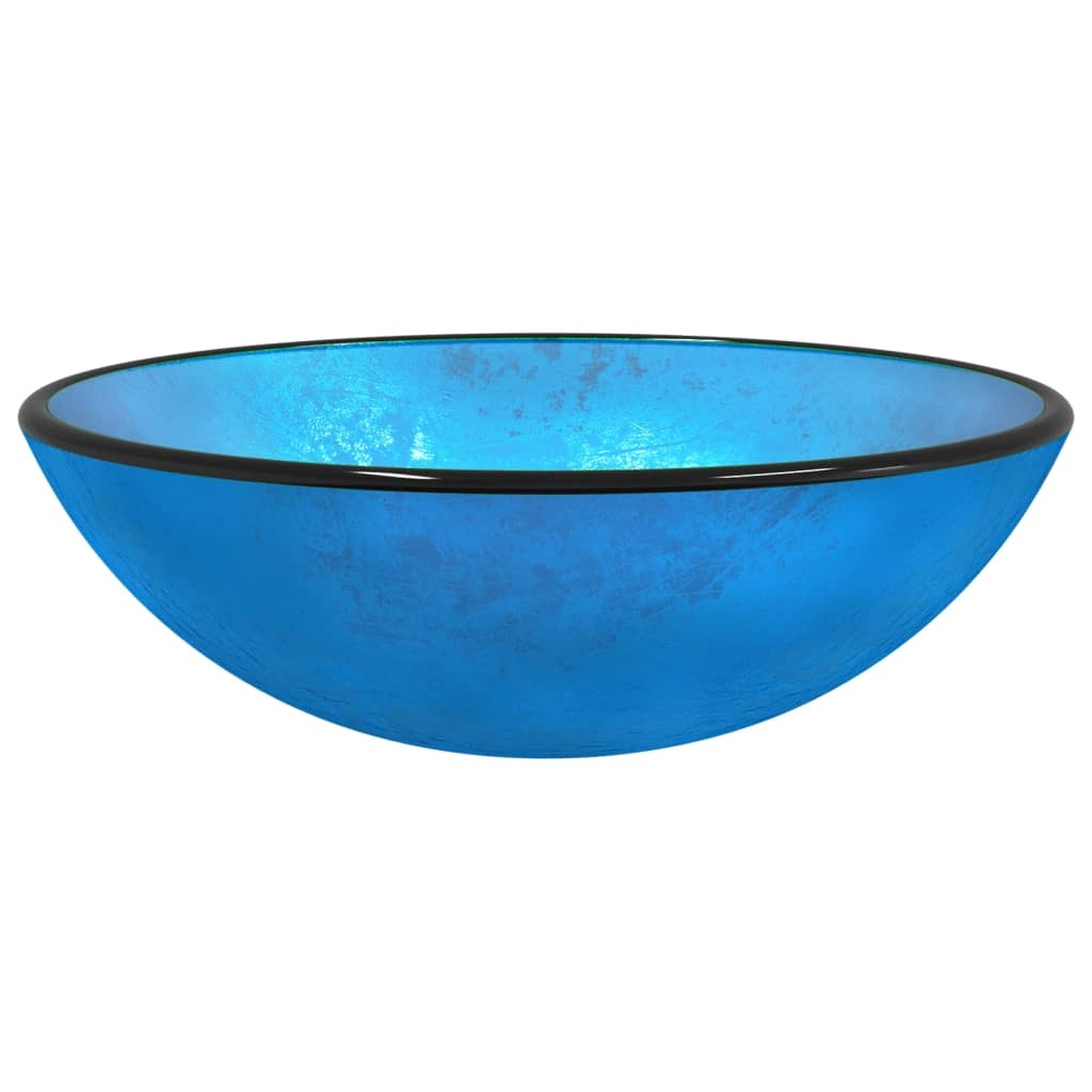 vidaXL Wasbak 42x14 cm gehard glas blauw