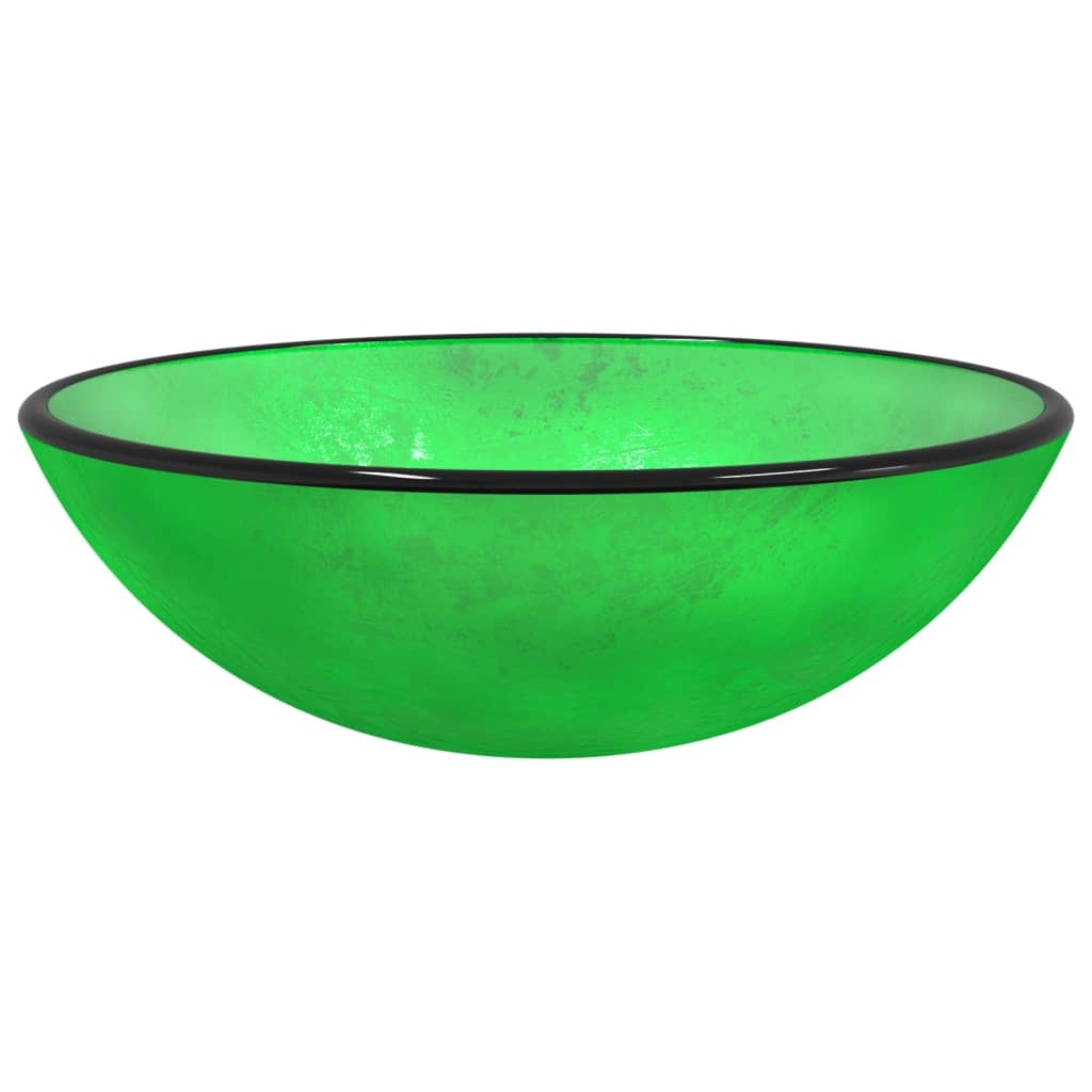 vidaXL Wasbak 42x14 cm gehard glas groen