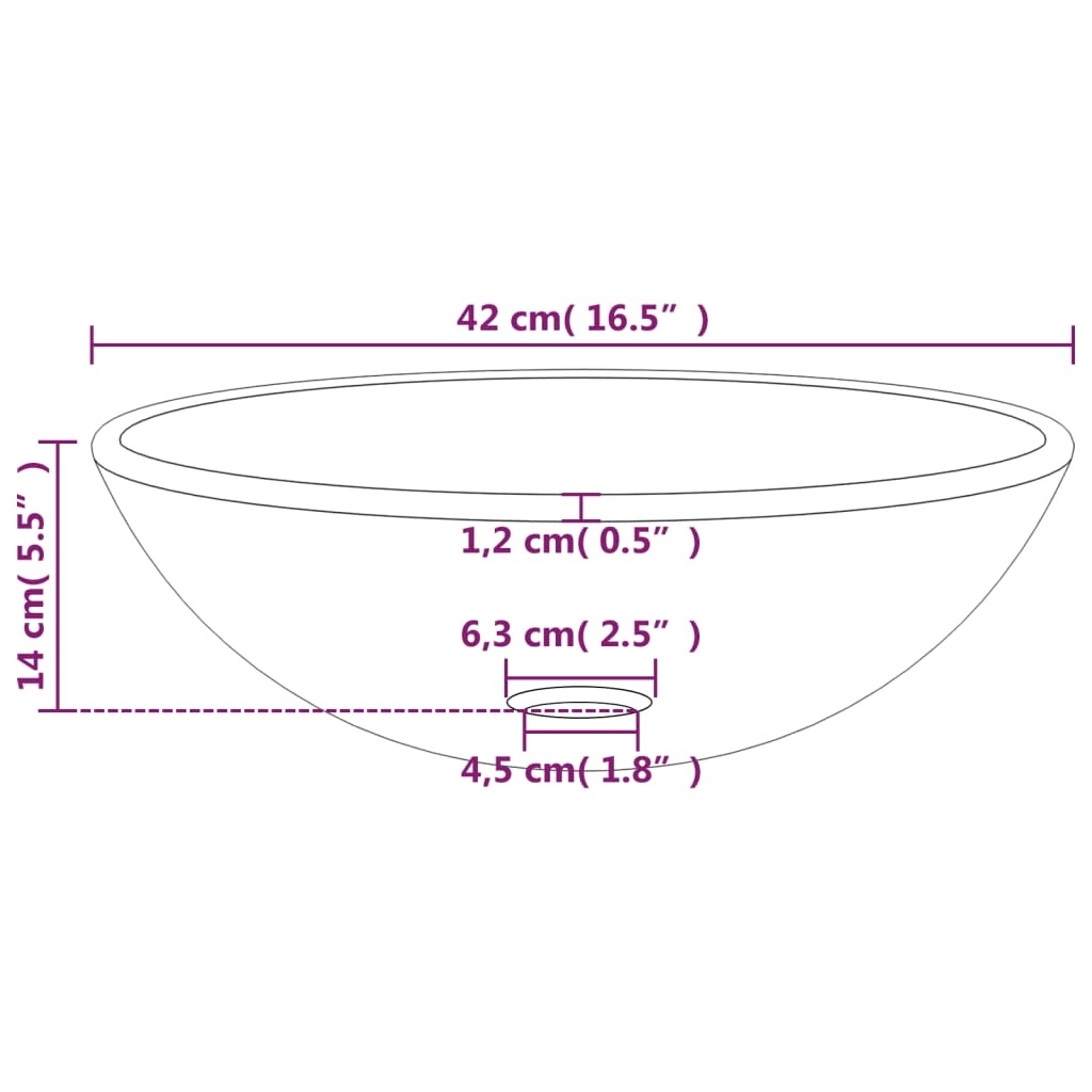 vidaXL Wasbak 42x14 cm gehard glas wit