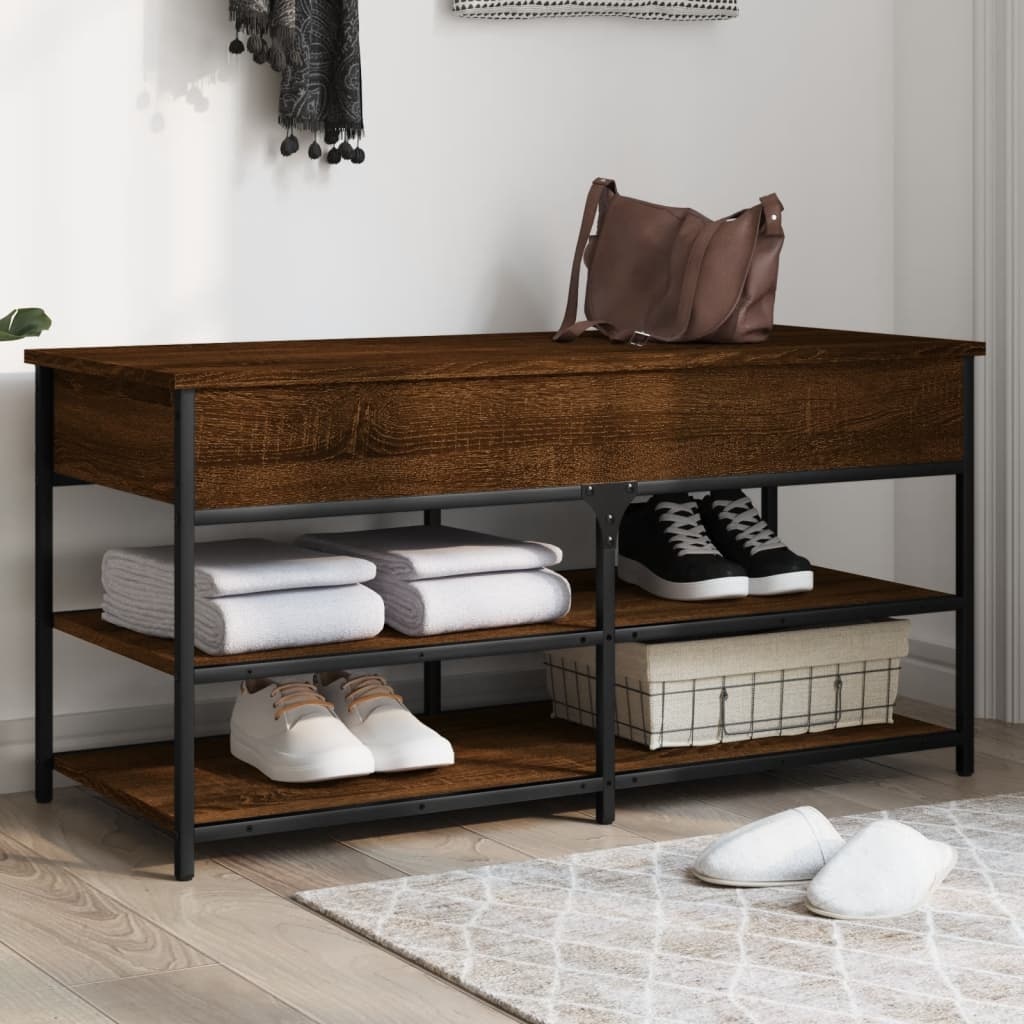 VidaXL Schoenenbankje 100x42,5x50 cm bewerkt hout bruineikenkleurig