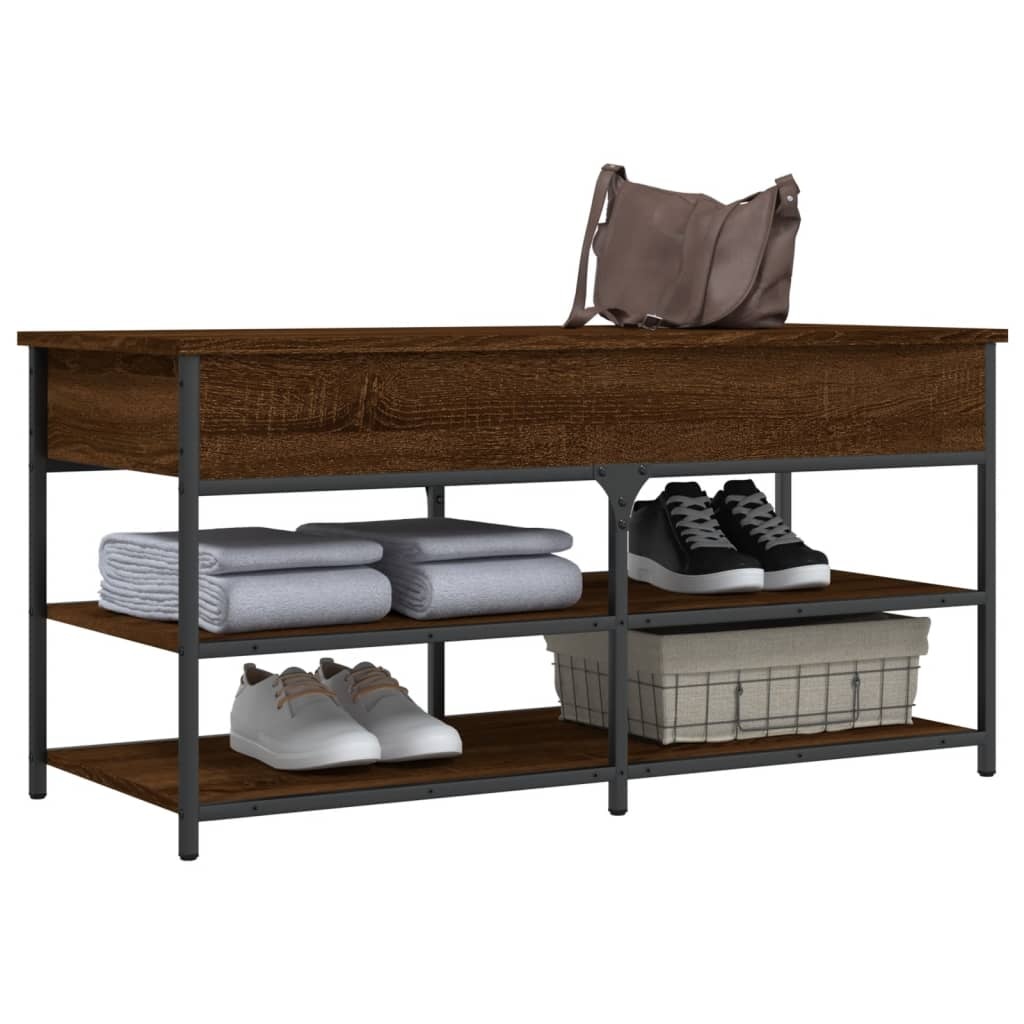 VidaXL Schoenenbankje 100x42,5x50 cm bewerkt hout bruineikenkleurig