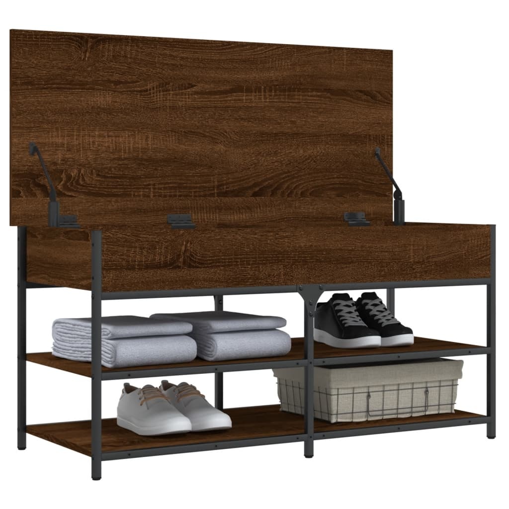 VidaXL Schoenenbankje 100x42,5x50 cm bewerkt hout bruineikenkleurig