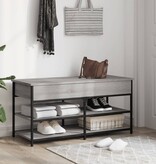 VidaXL Schoenenbankje 100x42,5x50 cm bewerkt hout grijs sonoma eiken