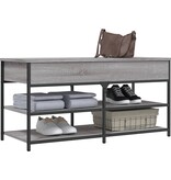 VidaXL Schoenenbankje 100x42,5x50 cm bewerkt hout grijs sonoma eiken