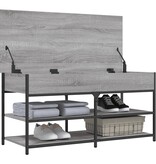 VidaXL Schoenenbankje 100x42,5x50 cm bewerkt hout grijs sonoma eiken