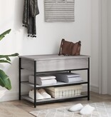 VidaXL Schoenenbankje 70x42,5x50 cm bewerkt hout grijs sonoma eiken