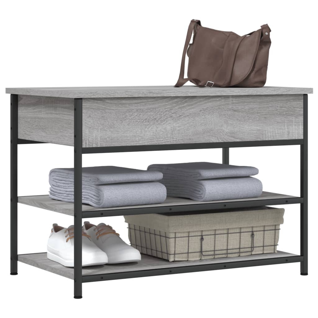 VidaXL Schoenenbankje 70x42,5x50 cm bewerkt hout grijs sonoma eiken