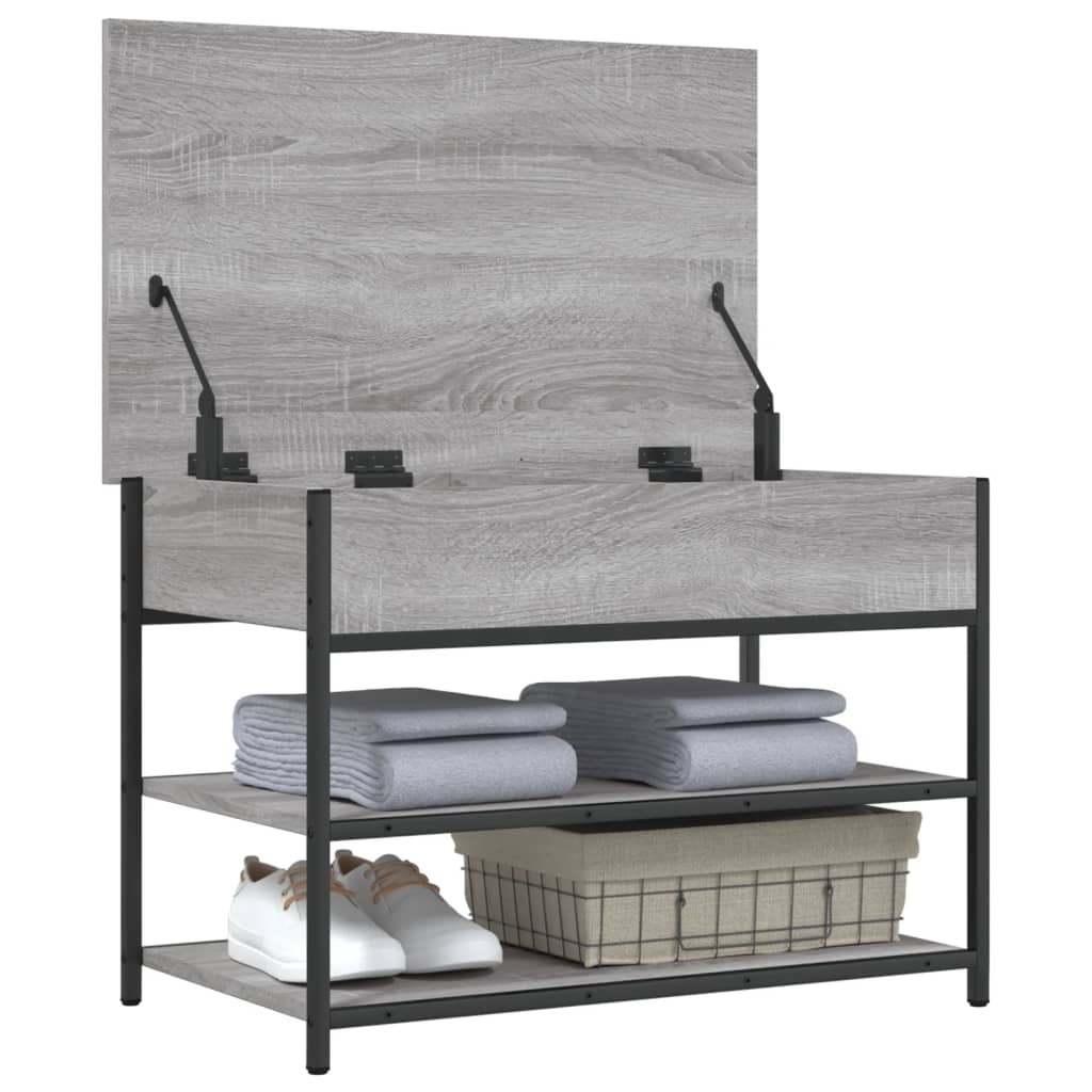 VidaXL Schoenenbankje 70x42,5x50 cm bewerkt hout grijs sonoma eiken