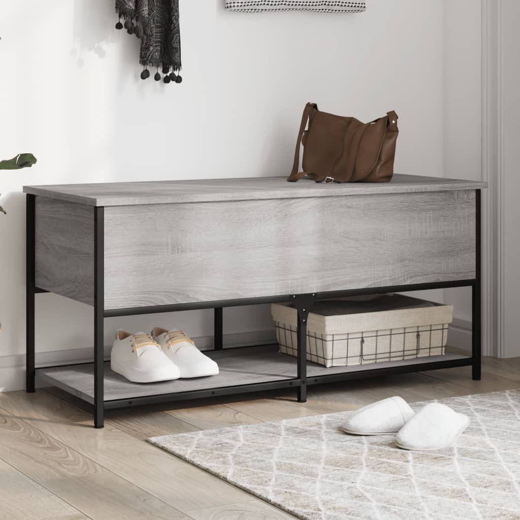 VidaXL Opbergbankje 100x42,5x47 cm bewerkt hout grijs sonoma eiken