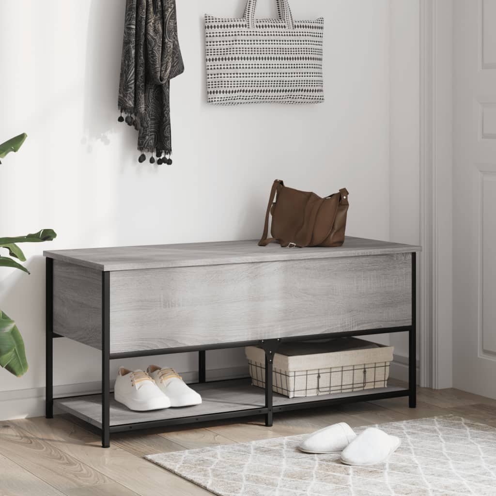 VidaXL Opbergbankje 100x42,5x47 cm bewerkt hout grijs sonoma eiken