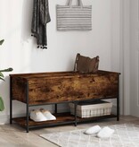 VidaXL Opbergbankje 100x42,5x47 cm bewerkt hout gerookt eikenkleurig
