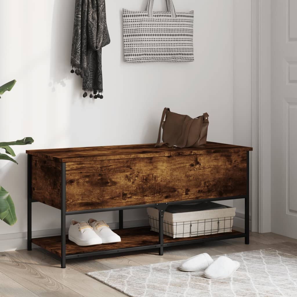 VidaXL Opbergbankje 100x42,5x47 cm bewerkt hout gerookt eikenkleurig
