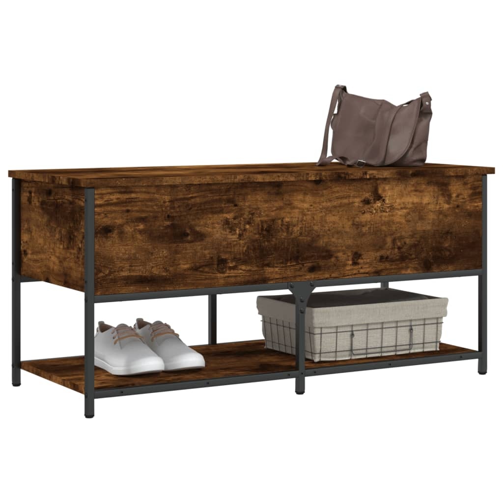 VidaXL Opbergbankje 100x42,5x47 cm bewerkt hout gerookt eikenkleurig
