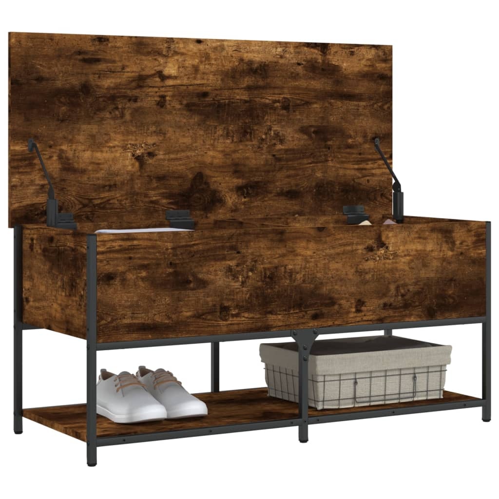 VidaXL Opbergbankje 100x42,5x47 cm bewerkt hout gerookt eikenkleurig