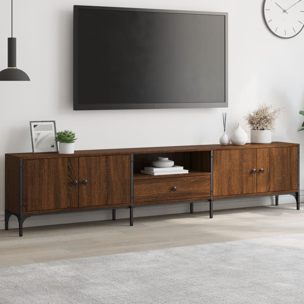 vidaXL Tv-meubel met lade 200x25x44 cm bewerkt hout bruineikenkleurig