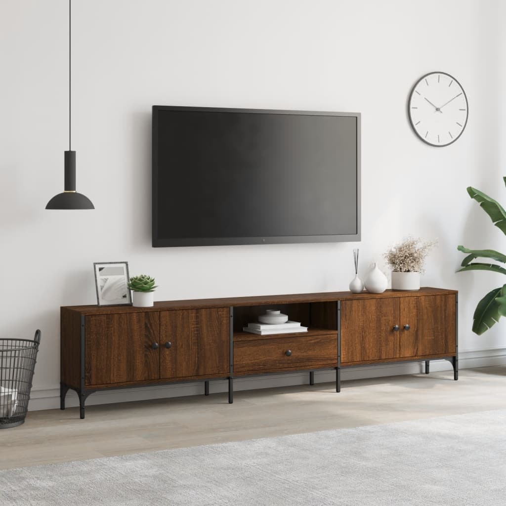 vidaXL Tv-meubel met lade 200x25x44 cm bewerkt hout bruineikenkleurig