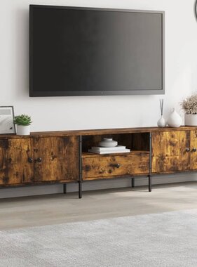 vidaXL Tv-meubel met lade 200x25x44 cm bewerkt hout gerookt eikenkleur