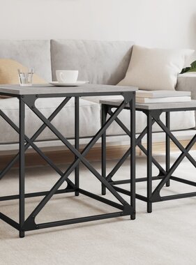 VidaXL 2-delige Tafeltjesset bewerkt hout grijs sonoma eikenkleurig