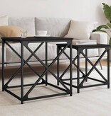 VidaXL 2-delige Tafeltjesset bewerkt hout zwart