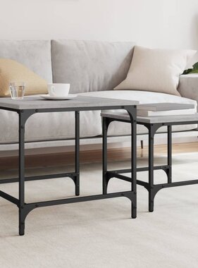 VidaXL 2-delige Tafeltjesset bewerkt hout grijs sonoma eikenkleurig