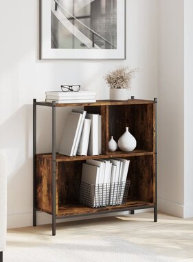 VidaXL Boekenkast 72x28x77,5 cm bewerkt hout gerookt eikenkleurig