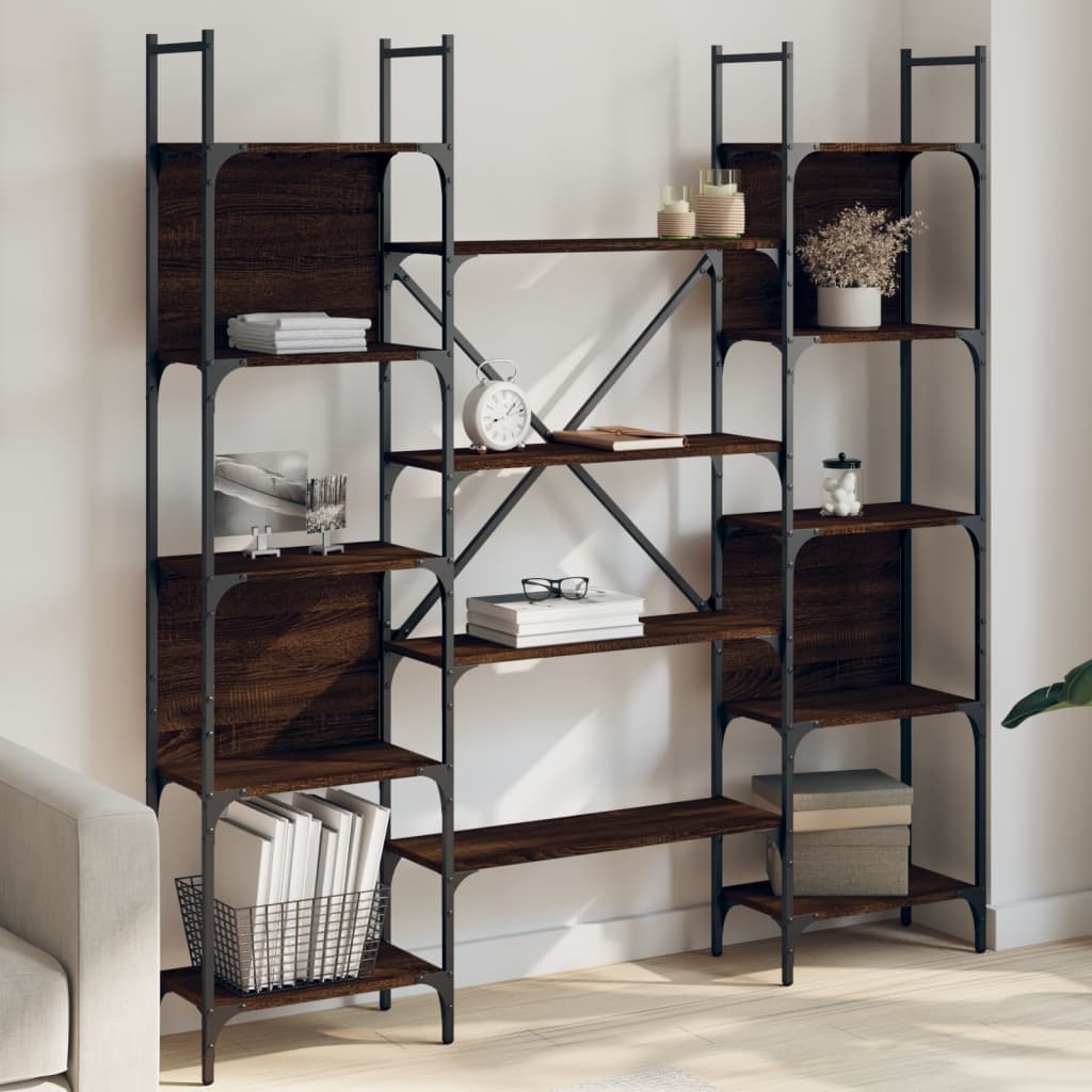 VidaXL Boekenkast 155,5x24x166,5 cm bewerkt hout bruineikenkleurig