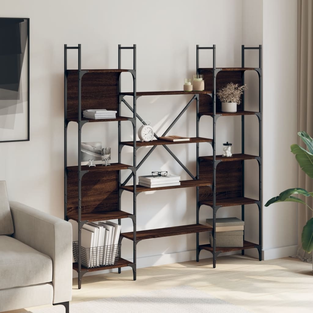 VidaXL Boekenkast 155,5x24x166,5 cm bewerkt hout bruineikenkleurig