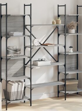 VidaXL Boekenkast 155,5x24x166,5 cm bewerkt hout grijs sonoma eiken