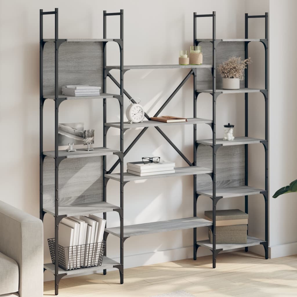 VidaXL Boekenkast 155,5x24x166,5 cm bewerkt hout grijs sonoma eiken