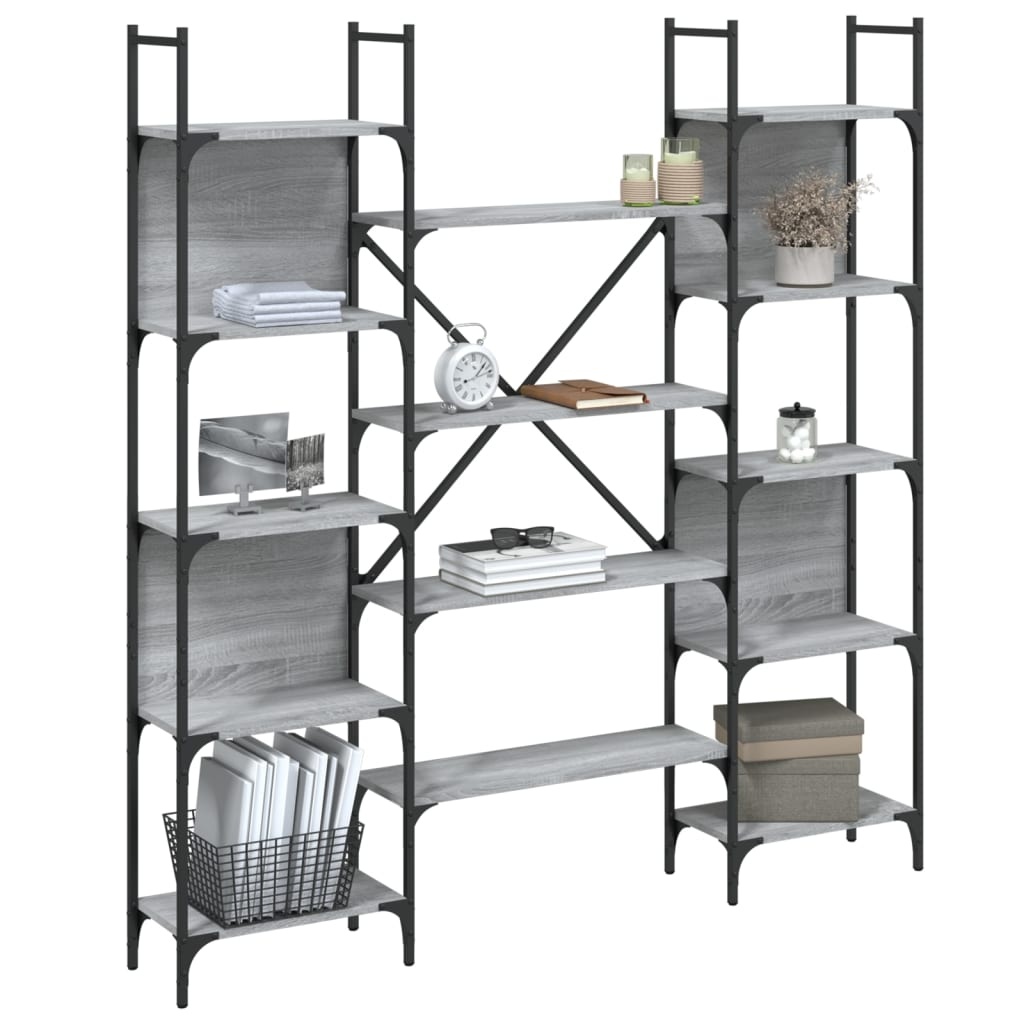 VidaXL Boekenkast 155,5x24x166,5 cm bewerkt hout grijs sonoma eiken