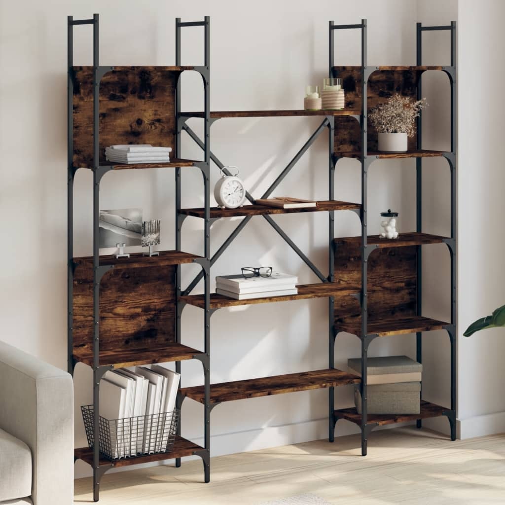 VidaXL Boekenkast 155,5x24x166,5 cm bewerkt hout gerookt eikenkleurig