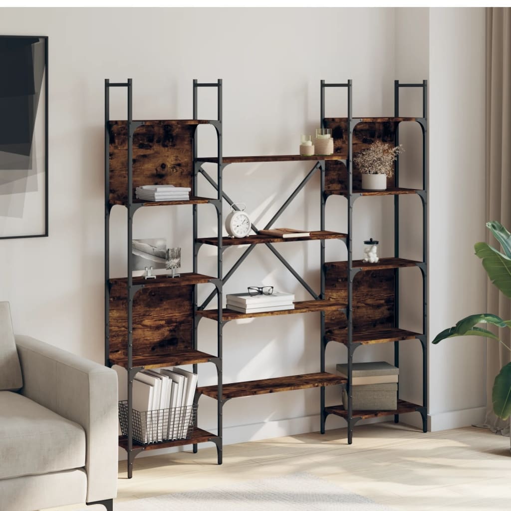 VidaXL Boekenkast 155,5x24x166,5 cm bewerkt hout gerookt eikenkleurig
