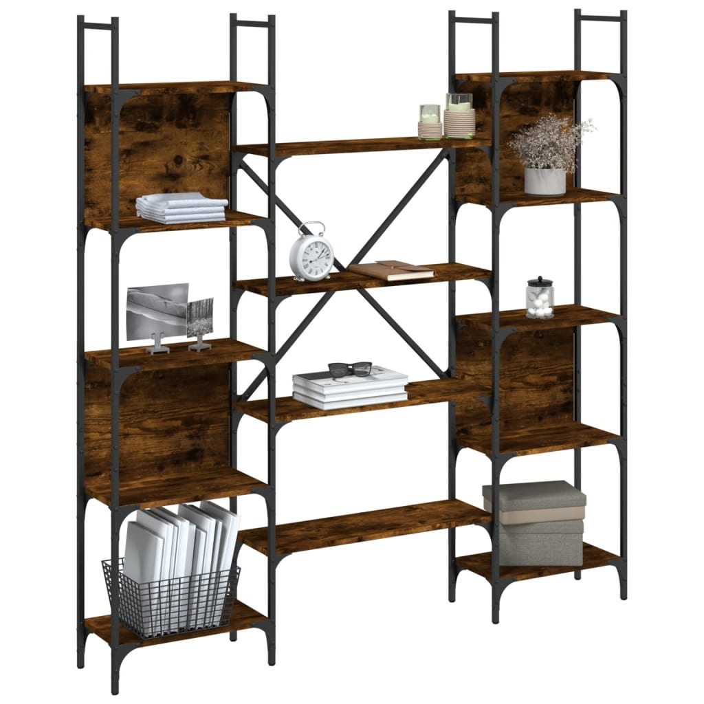 VidaXL Boekenkast 155,5x24x166,5 cm bewerkt hout gerookt eikenkleurig