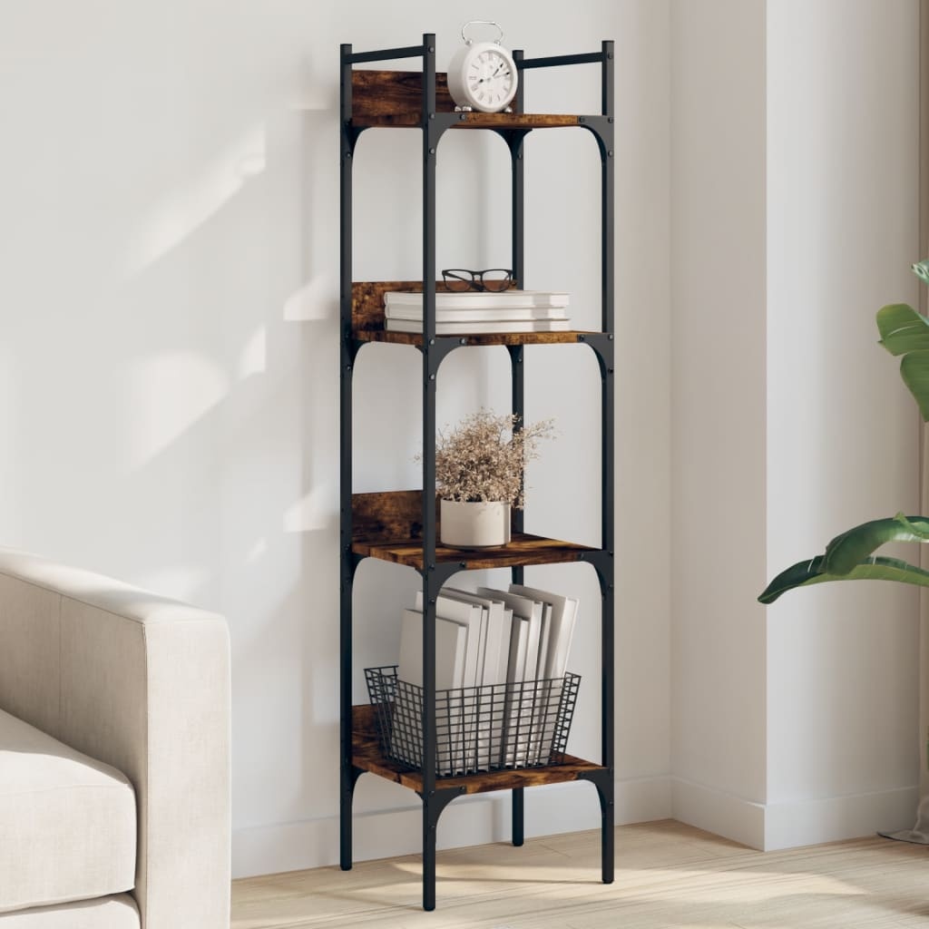VidaXL Boekenkast 4-laags 35x30x138,5 cm bewerkt hout gerookt eiken