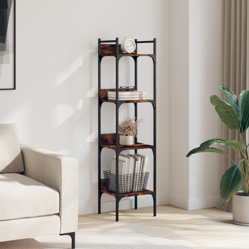 VidaXL Boekenkast 4-laags 35x30x138,5 cm bewerkt hout gerookt eiken