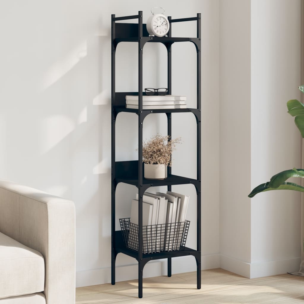 VidaXL Boekenkast 4-laags 35x30x138,5 cm bewerkt hout zwart