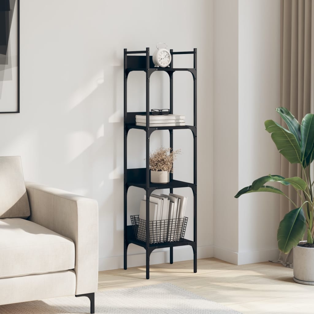 VidaXL Boekenkast 4-laags 35x30x138,5 cm bewerkt hout zwart