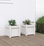 VidaXL Plantenbakken 2 st cm massief grenenhout wit