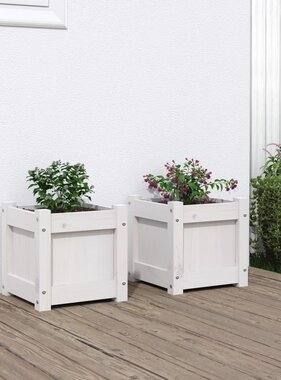 VidaXL Plantenbakken 2 st cm massief grenenhout wit