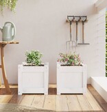 VidaXL Plantenbakken 2 st cm massief grenenhout wit