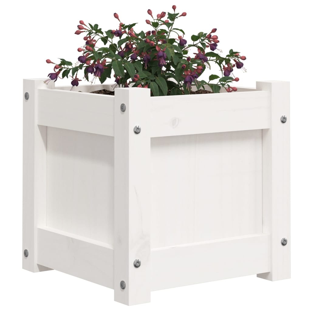 VidaXL Plantenbakken 2 st cm massief grenenhout wit