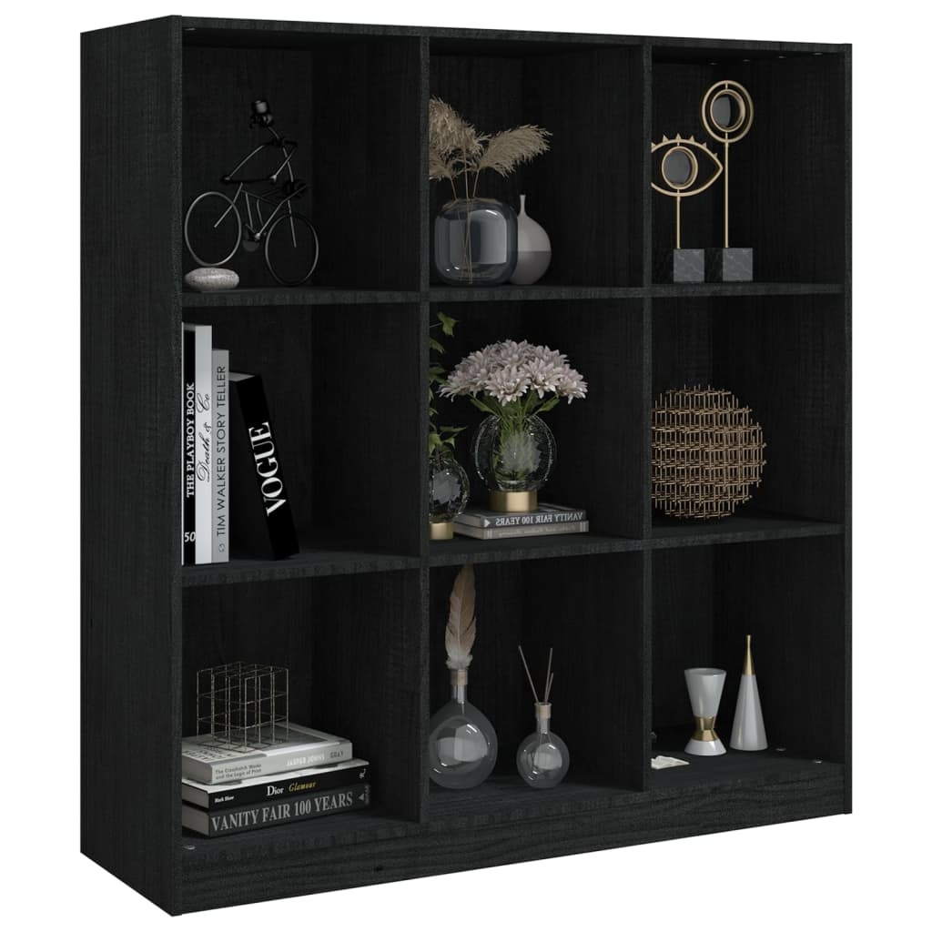 VidaXL Boekenkast/kamerscherm 104x33,5x110 cm massief grenenhout zwart