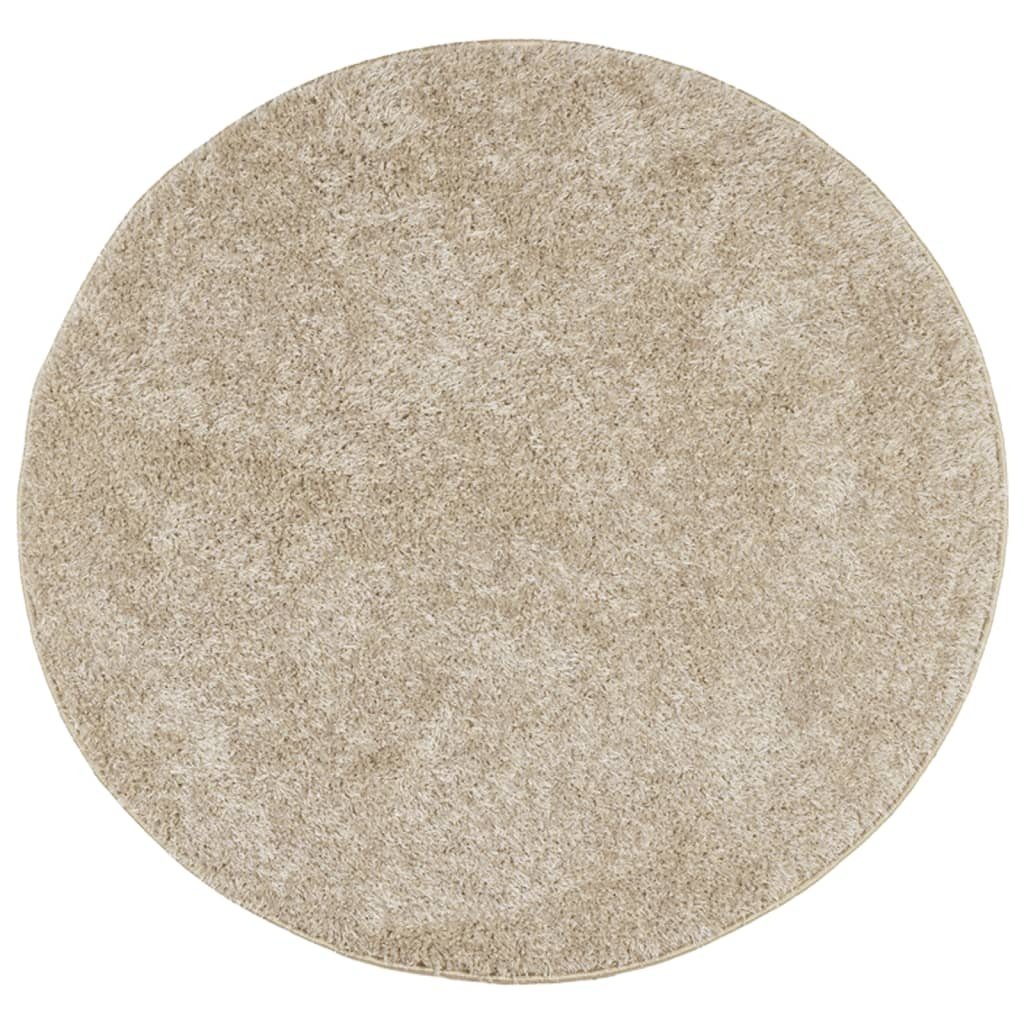 vidaXL Vloerkleed hoogpolig glanzend Ø 200 cm beige