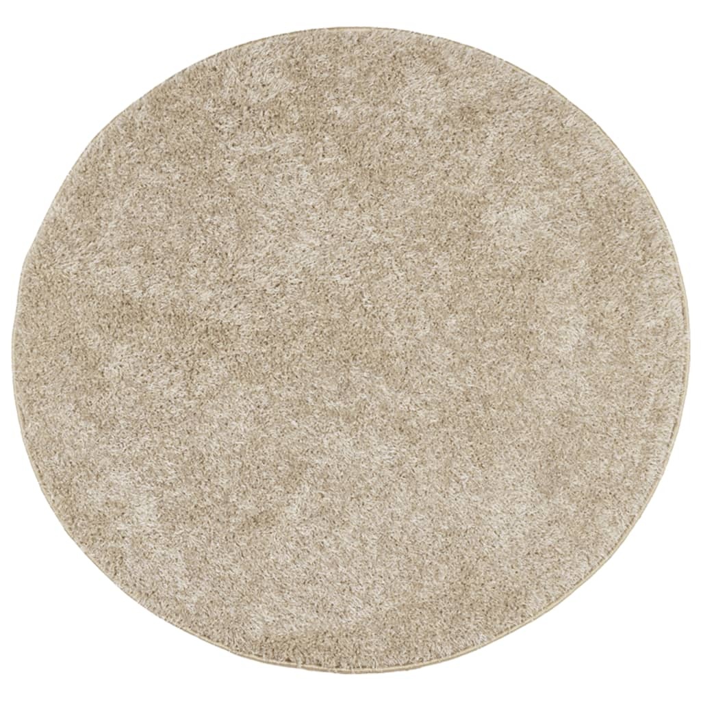 vidaXL Vloerkleed hoogpolig glanzend Ø 120 cm beige