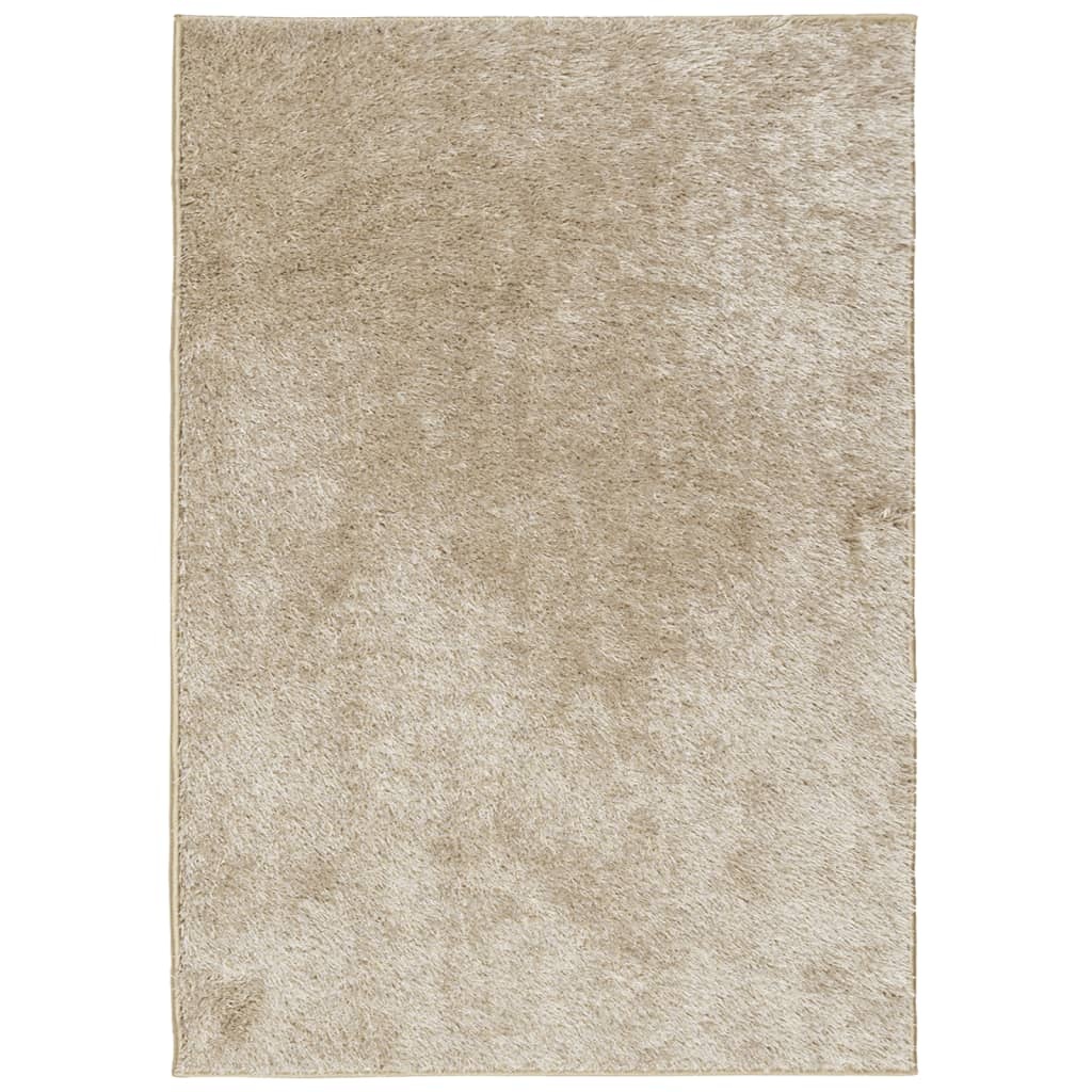 vidaXL Vloerkleed hoogpolig glanzend 140x200 cm beige